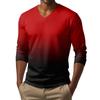 Men's V-neck Casual Fashion Printed Long-sleeved T-shirt Top