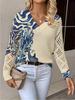 Neues bedrucktes V-Ausschnitt-Oberteil Damen beliebter Pullover Langarm Frühling und Herbst Pullover