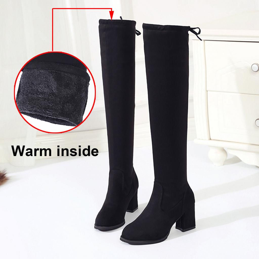 Boots Over The Knee For Women Size 12 Mid-Calf Knee-High Boots Winter Long Warm Shoes Retro Knee High Boots Women Wide Calf