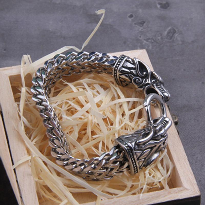 Vintage Viking Dragon Pendant Bracelet and Viking Thor s Hammer Pendant Necklace - Timeless Style Steel bracelet