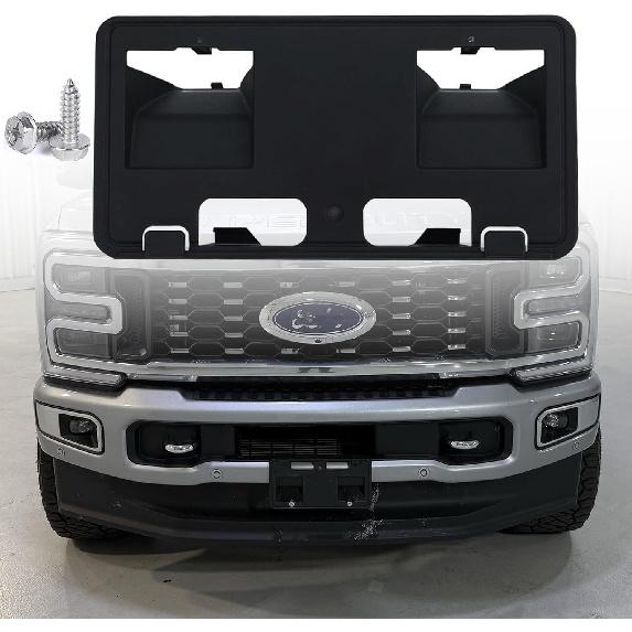 

FASTCHE Front License Plate Bracket for 2023 2024 2025 Ford F250 F350 F450 F550 Super Duty Front Bumper Winch License Plate Frame Holder Mounting