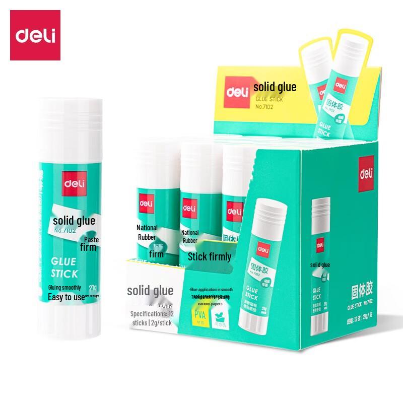 Deli PVP Solid Glue Sticks, 21g (12-Pack)