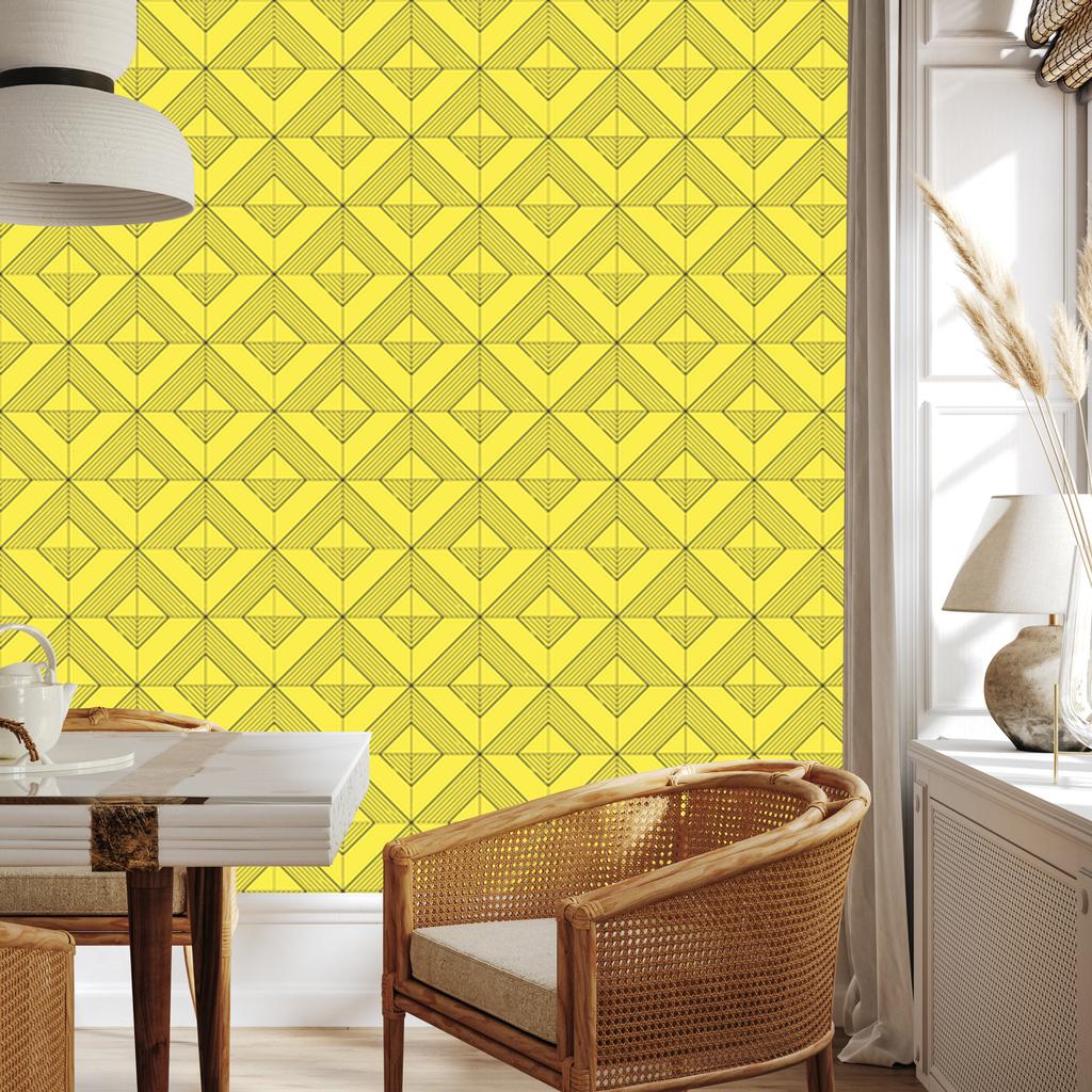 Wallpaper Geometric rhombuses background yellow, center yellow 50x1000
