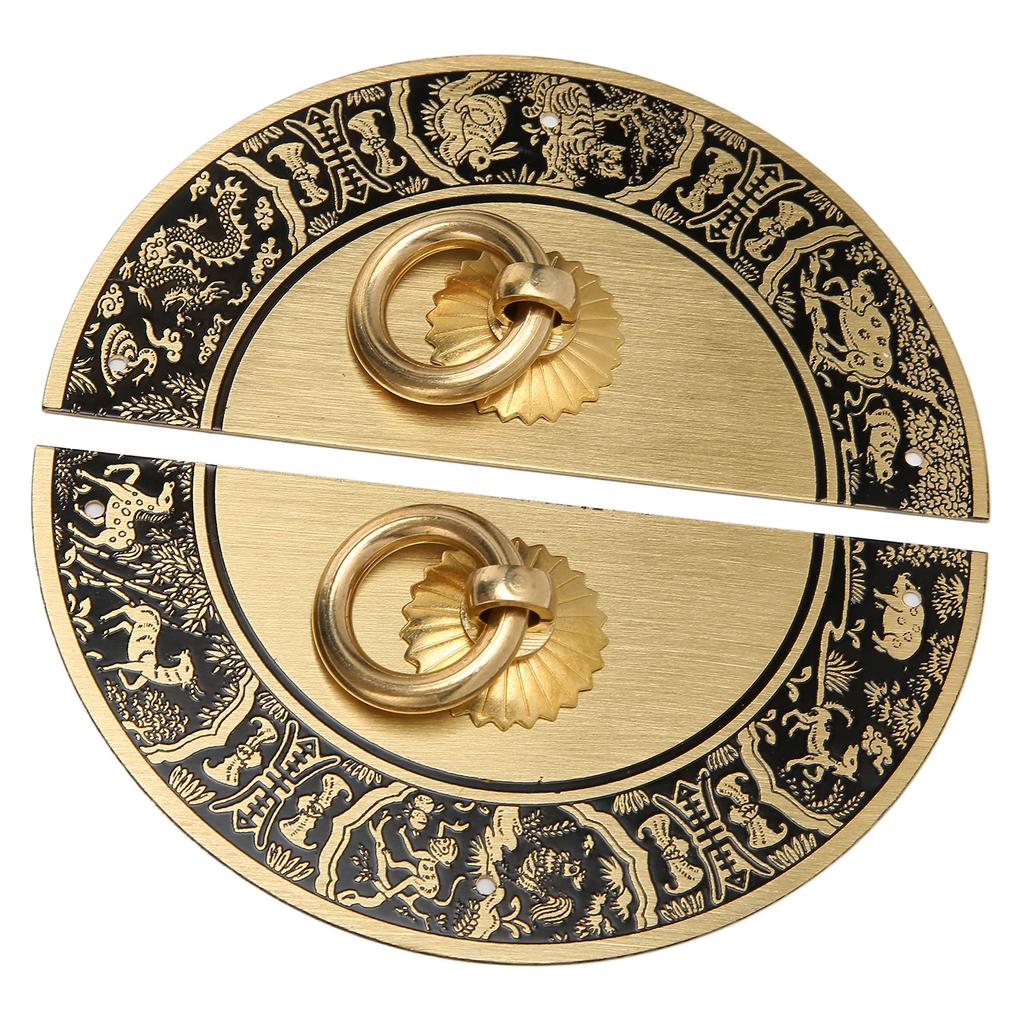 Antique Cabinet Handles Brass Round Panel Decorative Double Cabinet Pulls for Wardrobe Bedroom