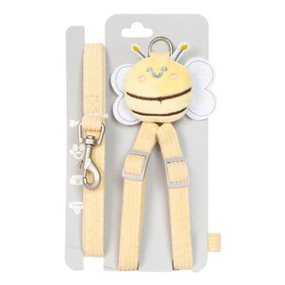 Dog Harness Leash Set Soft Corduroy Cute Bee Decoration Adjustable Breathable Pet Harness and Leash for Dogs Cats