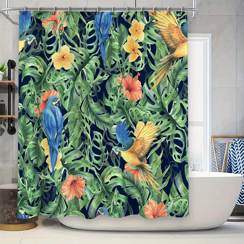 

Outdoor Shower Curtain With Tropical Birds Flowers Design For Bathroom Decor 180Cm Waterproof Fabric Home Decor Item W60H190(CM)-1 Pcs