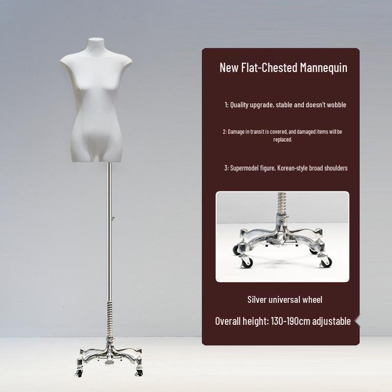 Korean Style Flat Body Female Mannequin with Wide Shoulders for Women's Clothing Display