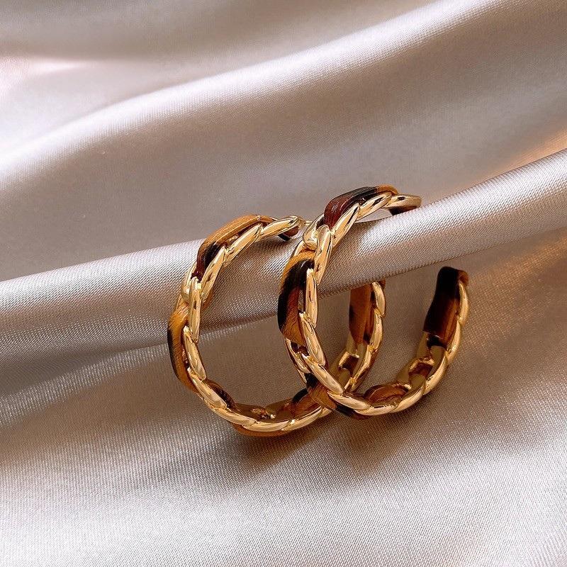 

Hair Generation Gold Leopard Print Leather Loop Earrings High-End Light Luxury Stud Earrings Earrings Women S Factory