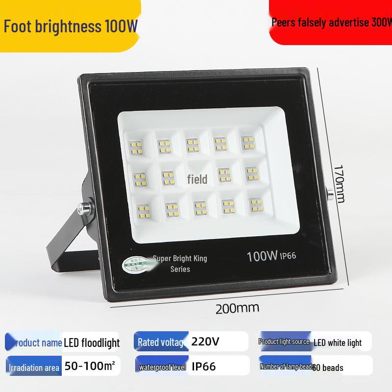 Ultra-Bright High-Power LED Floodlight for Outdoor Stadium and Construction Site Lighting