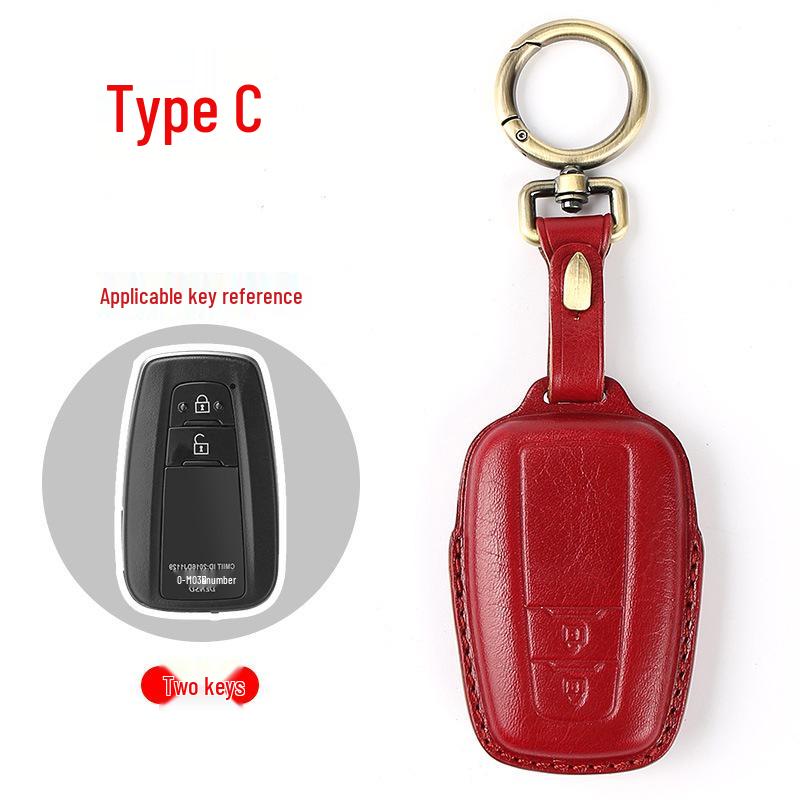 Genuine Leather Key Case for Toyota: Camry, Corolla, Highlander, RAV4, CHR, and Levin.