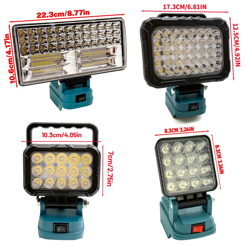 LED Work Light Spotlight with 1 USB Charging Port for Makita 18V Li-ion Battery Electric Torch Light for Camping Outdoor