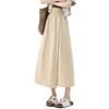 Women Cargo Pants Elastic High Waist Wide-Leg Skirt Pants with Pockets Solid Color Summer Thin Leisure Trousers