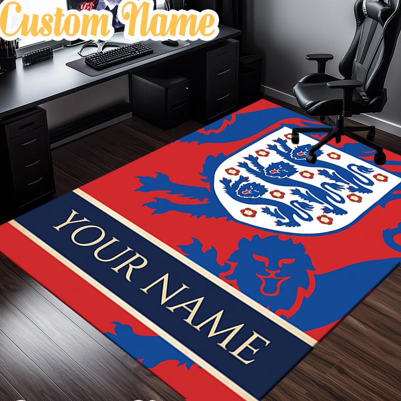 Custom Name England National Rug, Office Rug, Chair Rug, Carpet for Living Rooms, Doormat Game Rug Home Decor Christmas Gifts