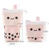 Telescopic Pen Bag Pencil Storage Holder Cute Boba Milk Tea Makeup Brush Stand Portable Stationery Case Home Organization Pouch
