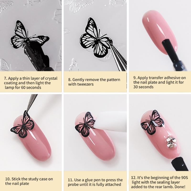 Silicone Nail Art Mold Accessory Mold Nail Decorative Mold Butterfly Shape Silicone Texture for Various Nail Types