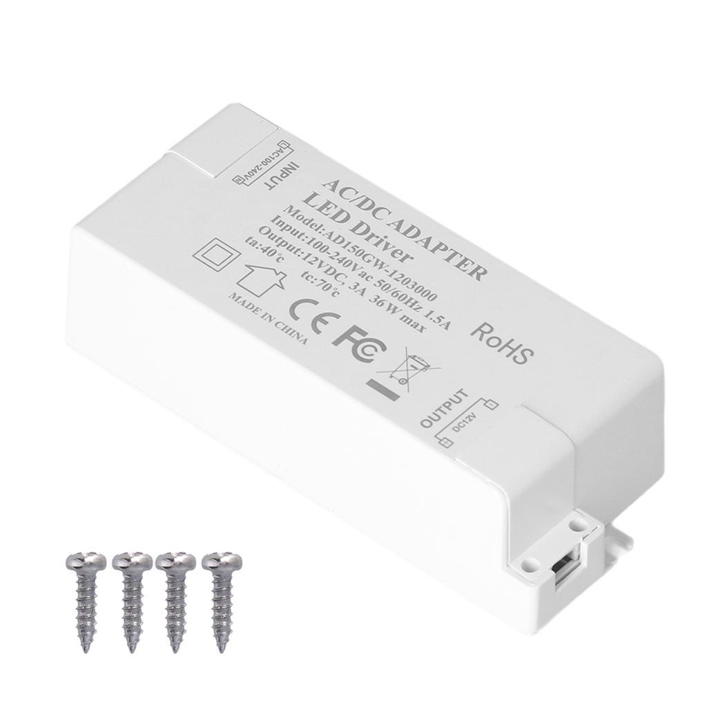36W LED Driver Input AC100-240V Output DC12V 3A DIY Indoor Lamp Driver Transformer for G4 MR11 MR16