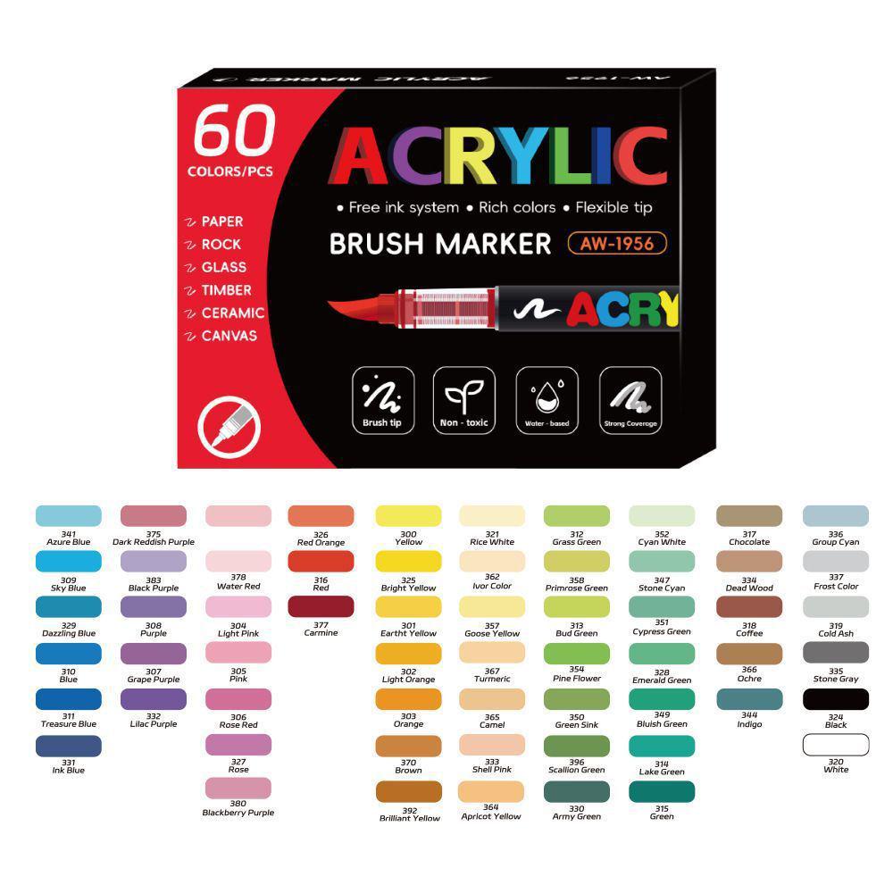 Children's DIY Acrylic Marker Set - Soft Tip, Quick-Dry, Colorful Watercolor Pens for Art and Journaling