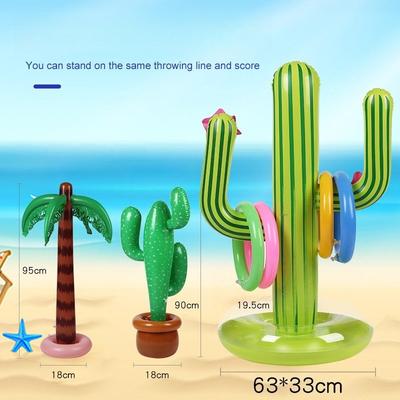 Pvc Inflatable Cactus Ring Toy, Festival Decoration Ornament, Cactus Potted Plant Inflatable Coconut Tree Toy