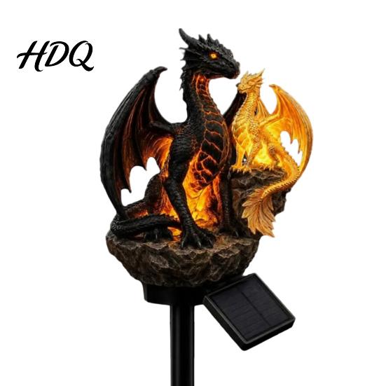 Scultura Fantasy per Giardino con Drago Luminoso Lampada Solare da Giardino Statua Gotica Medievale da Esterno Lampada Impermeabile Idee Regalo per Amanti Resina per Patio