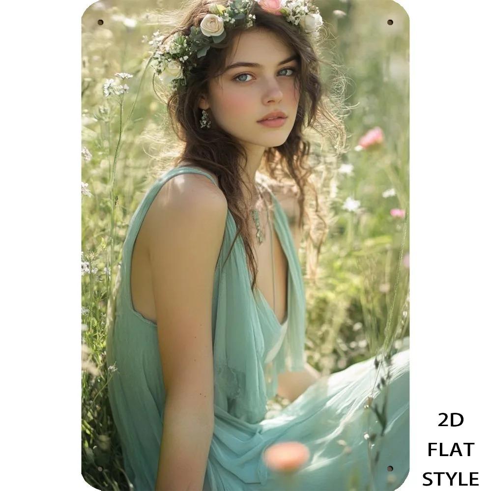 Vintage Iron Wall Art Floral Girl Decor for Romantic Bedroom Gift