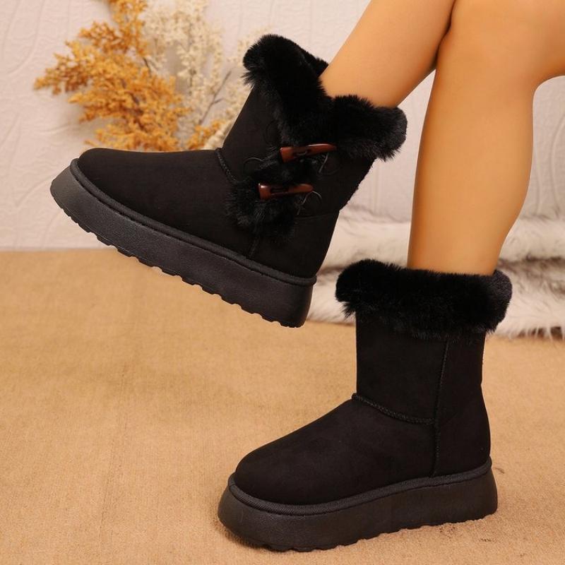 New Winter Thick Bottom Large Women'S Snow Boots With Thick Velvet For Warmth Women'S Cotton Shoes Women'S Boots