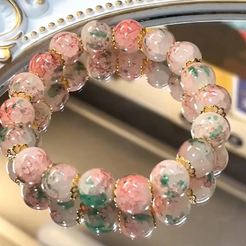 Fashion Sweet Cute Cherry Blossom Bracelet For Women Girls Exquisite Elegant Beaded Bracelet Party Jewelry Accessories Gifts OneSize