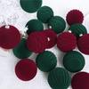 12pcs Plush Christmas Velvet Ball Ornaments Shatterproof Xmas Tree Hanging Ornaments  Party Favors