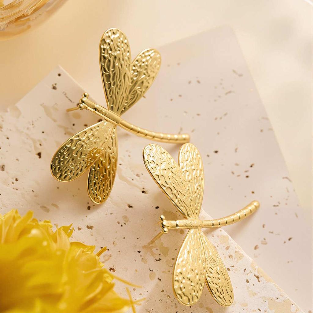 Geometric Irregular 18k Gold Titanium Steel Earrings for Women