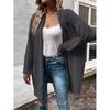 European Women's Cable Knit V-Neck Cardigan - Solid Color, Loose Fit, Long Knitwear.