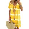 Walmart summer V-neck striped print tie-dye short-sleeved dress for women's European and American style