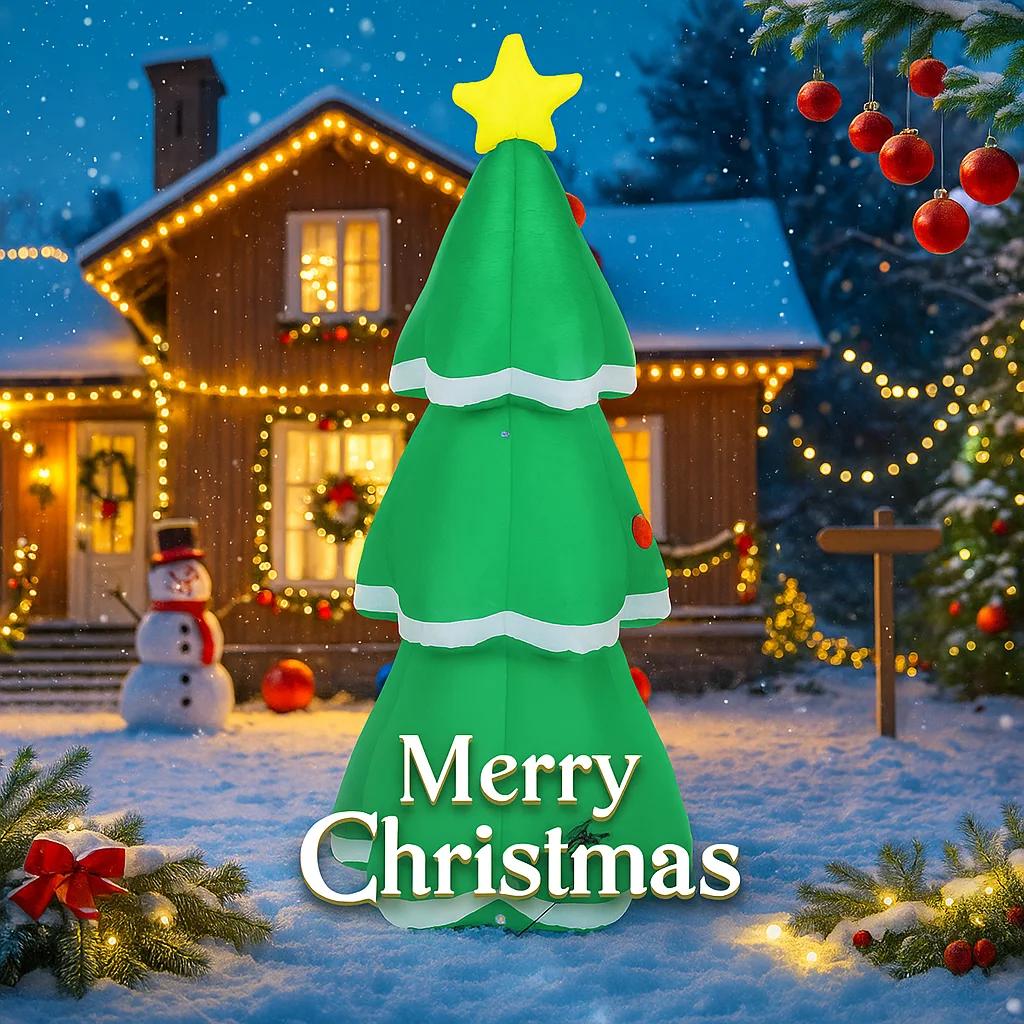 4.92FT Christmas Inflatable Toys Xmas Yard Lawn Party Decoration Xmas Tree Candy Cane Home Supplies Ornaments Gift with LED Lit