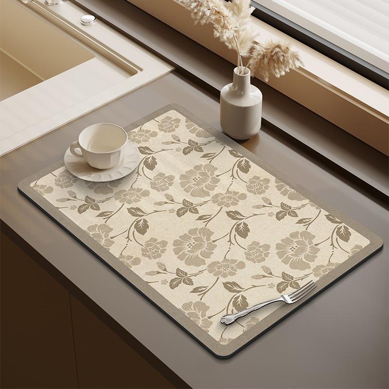

Zen-style Kitchen Countertop Protectors Silica Gel Water-absorbing Quick-drying Pads Anti-scald and Heat-insulating Placemats (as the picture,20x30cm)