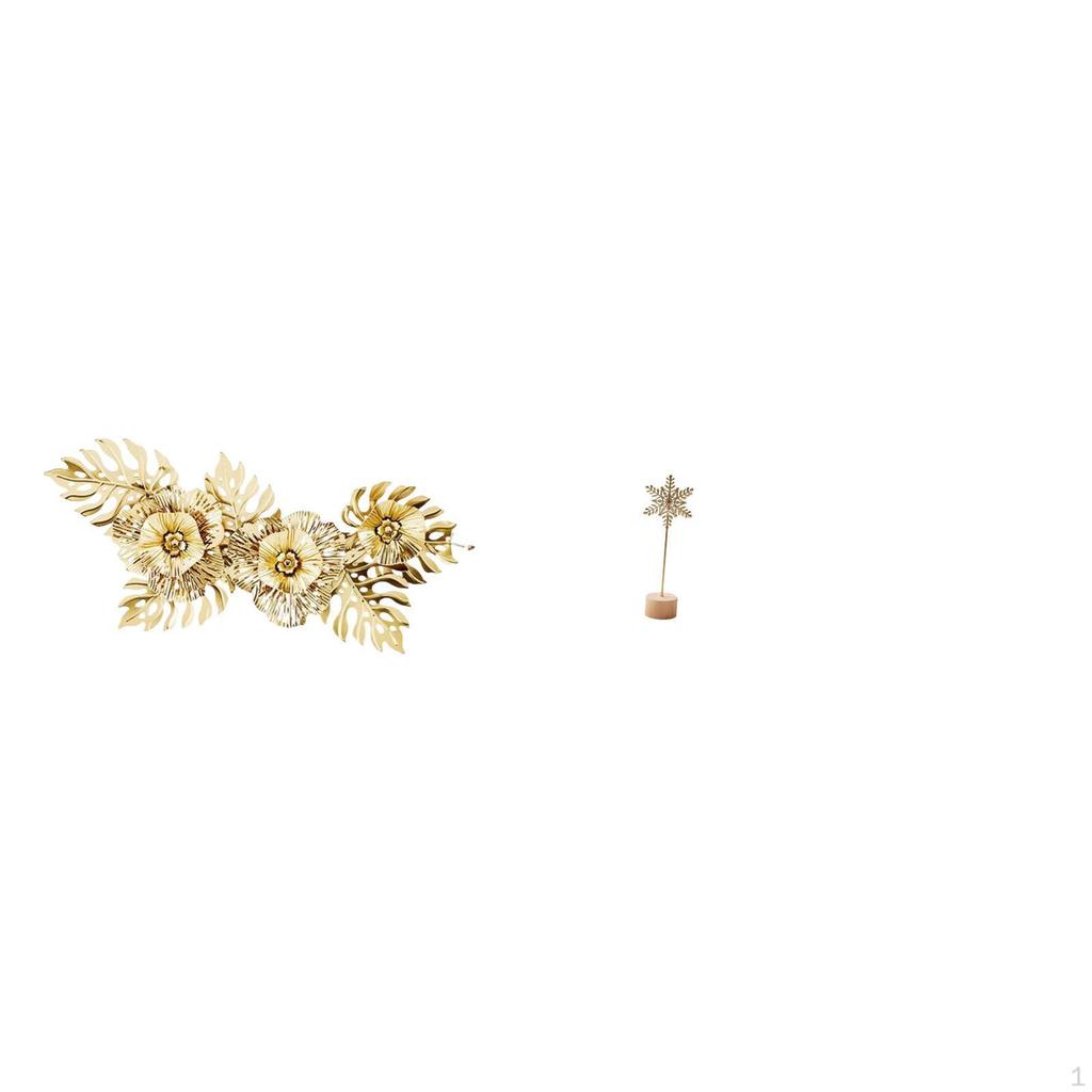 Nordic Metal Wall Art Sculpture Featuring Decorative Flower Leaves And Abstract Shaped Figurine
