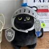 SchlafKissen Schildritter Katze Plüschtier Cartoon Alberne Katze Plüschspielzeug Weich Niedlich Schwarze Katze Stofftier Kinder