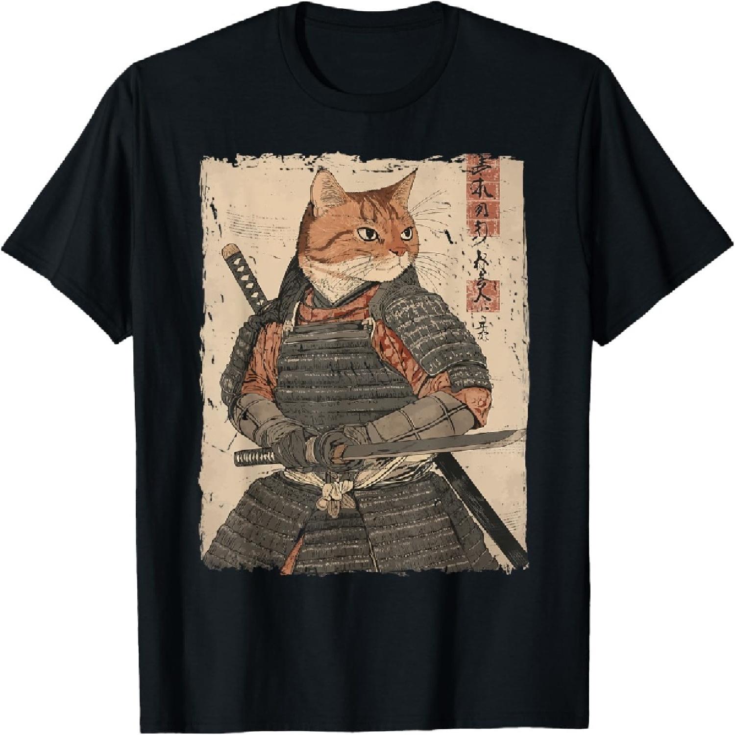 Самурай Кот Воин Японское Искусство Укиё-э Кот Самурай Футболка S