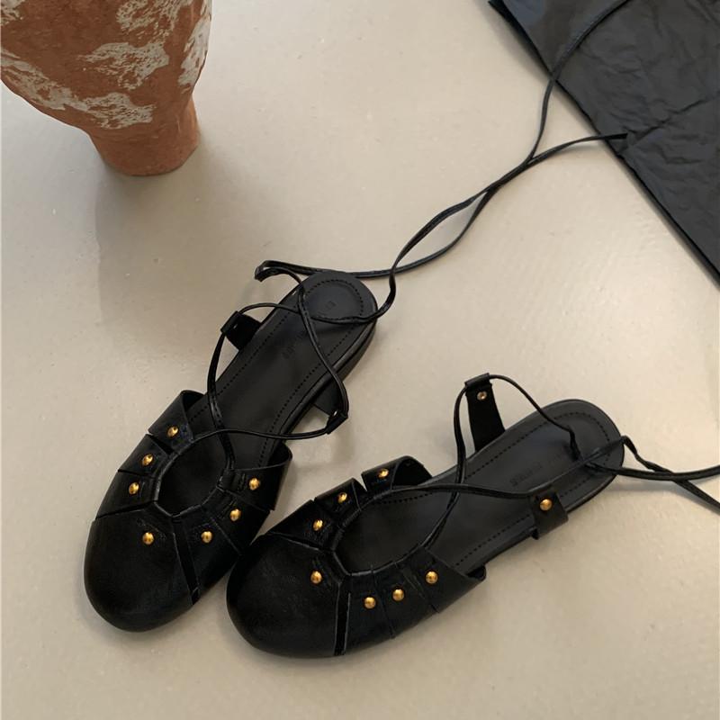 

Мода Bailamos Осень Женские Сандалии Мода Закрытый Носок На Шнуровке Женские Элегантные Сандалии Мягкие Балетки Уличные Платье Слингбэки 39 чёрный