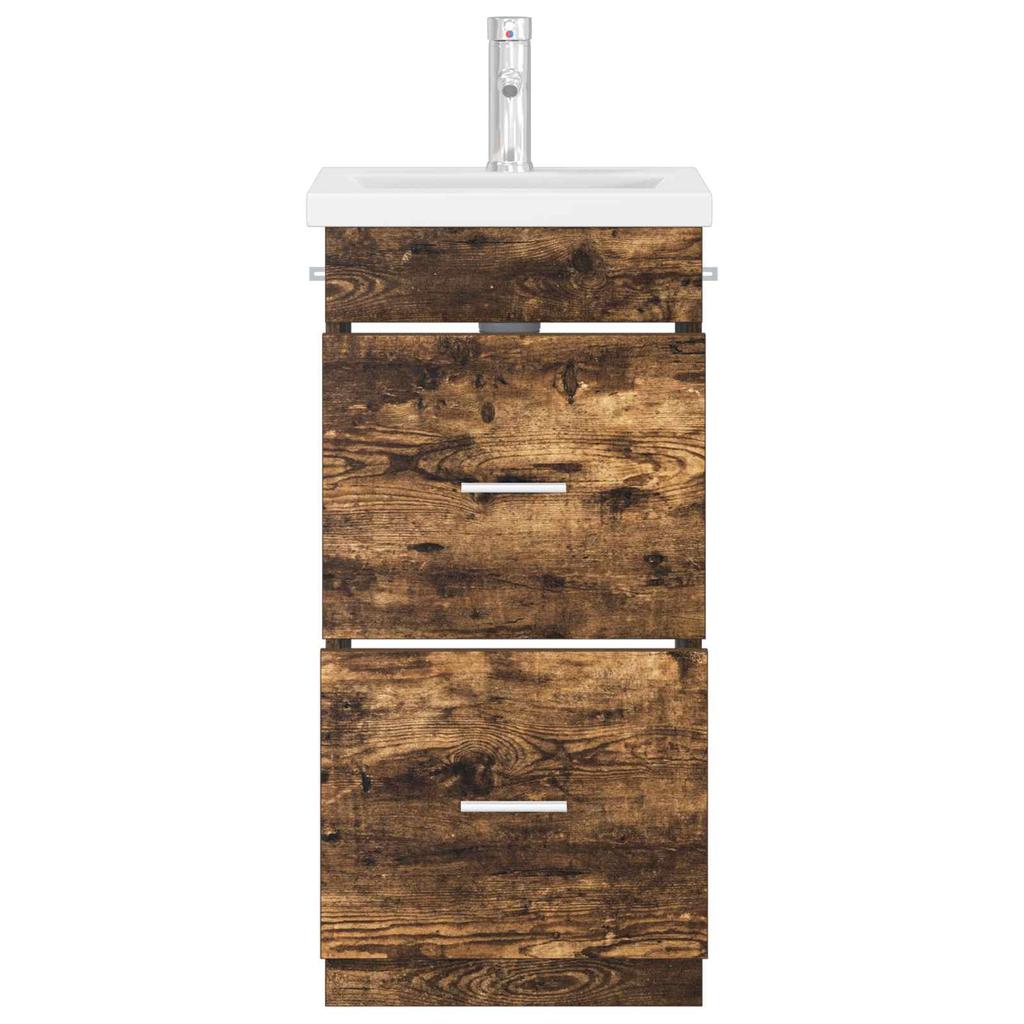 Bathroom Cabinet with Washbasin Smoked Oak