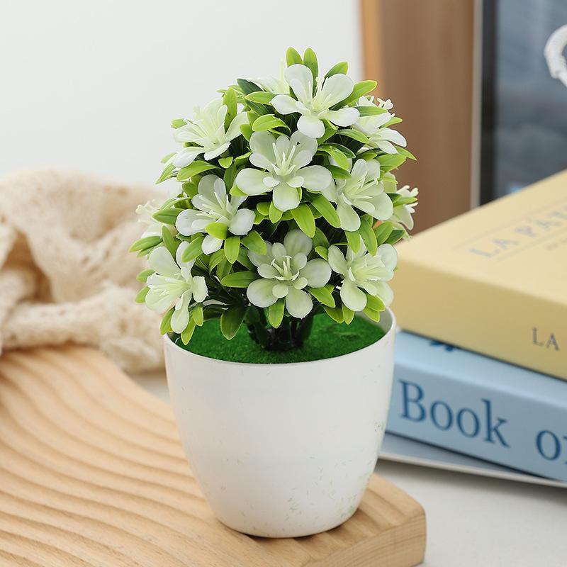 1pc Artificial Potted Plant Small Bonsai Flowers Pot Simulated Tree Ornaments Wedding Home Hotel Office Table Decor Fake Plants