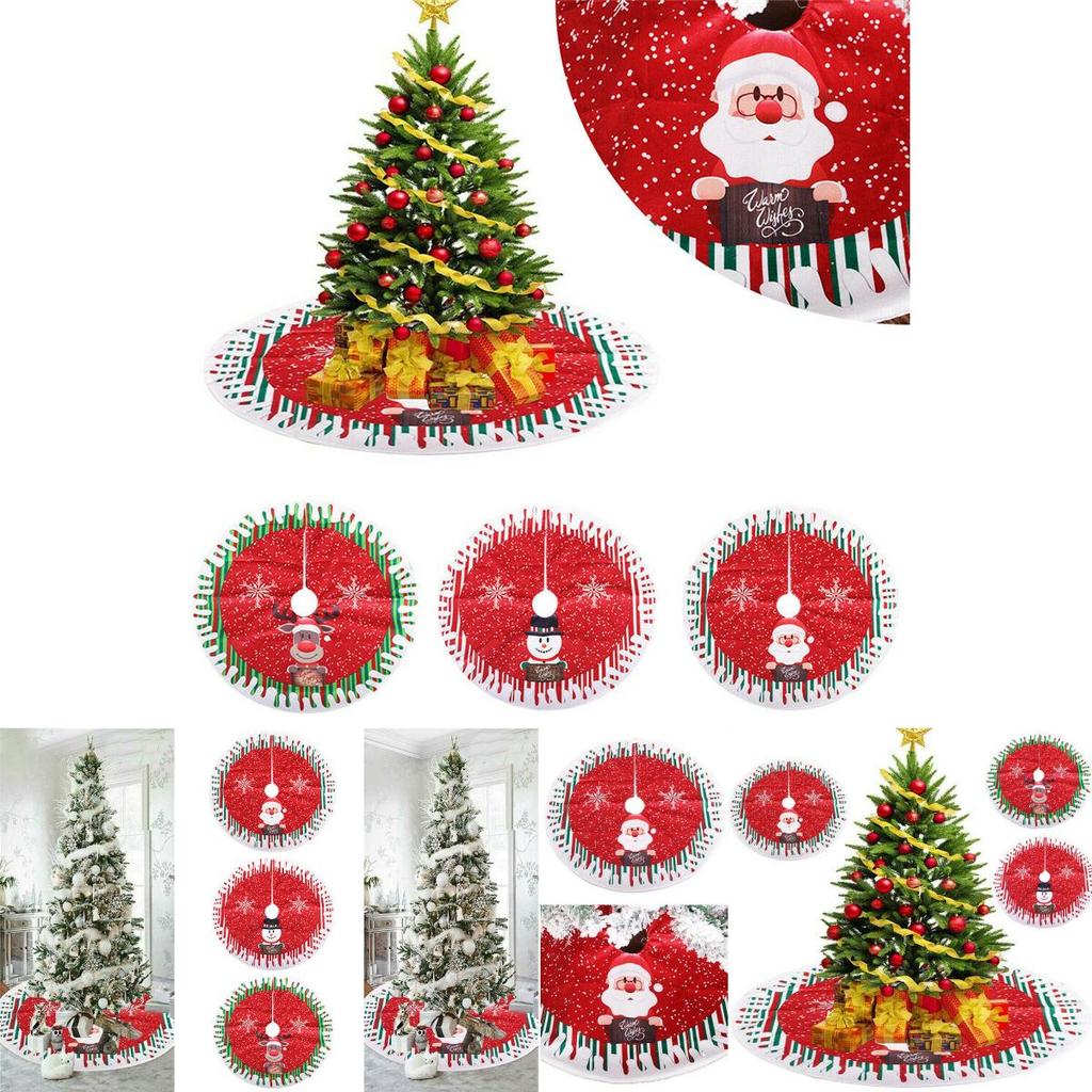 Weiche und bequeme 80 cm Weihnachtsbaumdecke mit Weihnachtsmann und Rentier