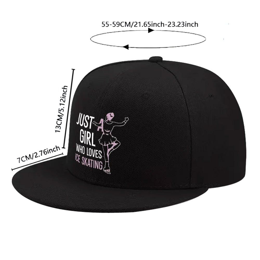 Ice Skating Girl Graphic Baseball Cap Adjustable Polyester Snapback Hat for Casual Street Wear