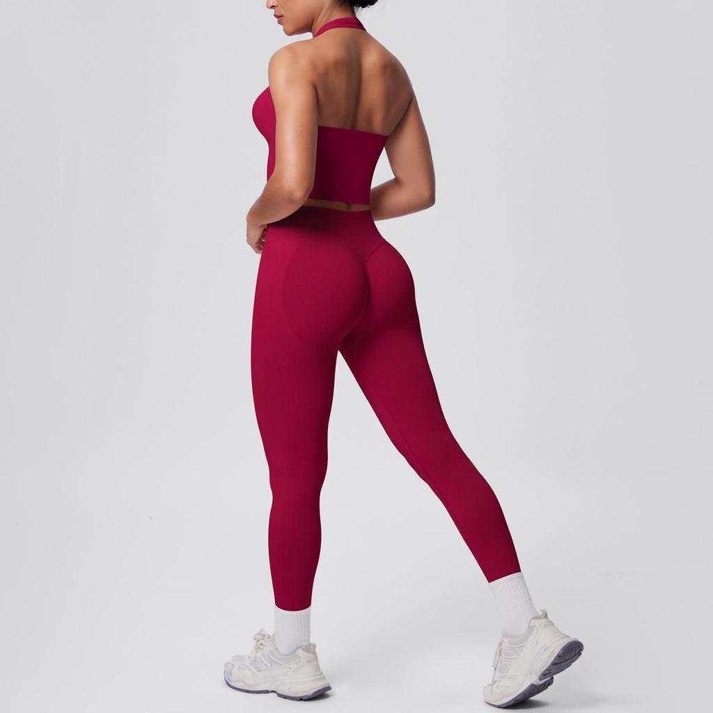 Seamless Halter Neck Yoga & Fitness Two-Piece Set for Women