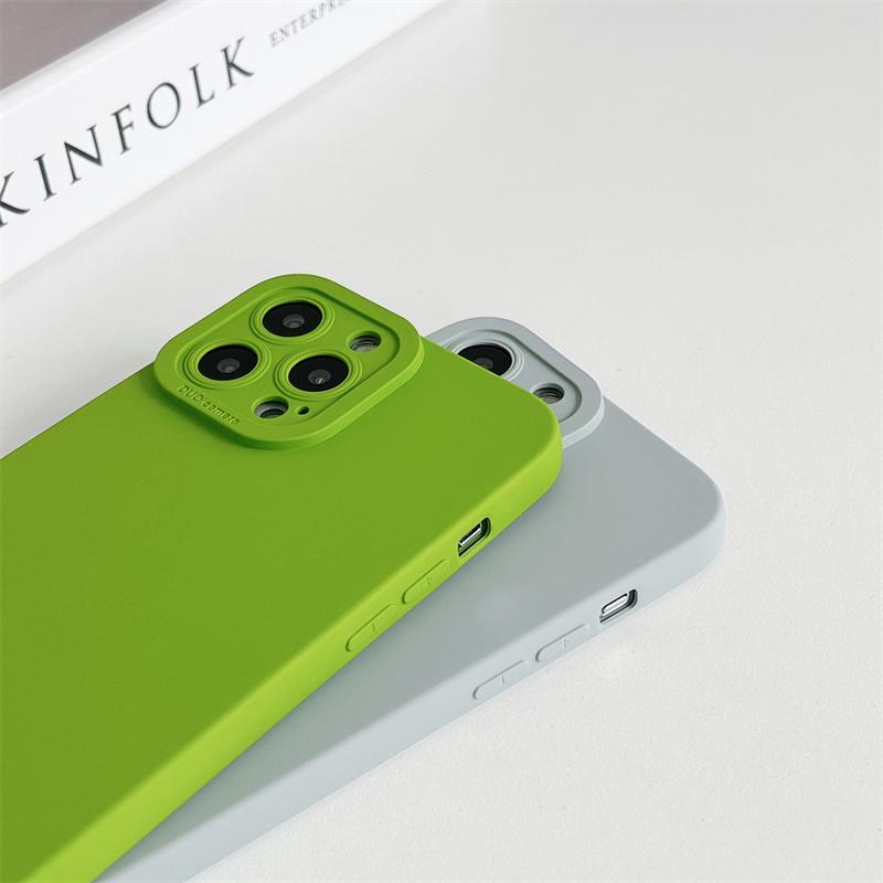 Colorful Soft Silicone Case For iPhone 15 14 Pro Max 13 12 Mini 11 Pro Max 7 8 SE 2020 Camera Protection Phone Cover