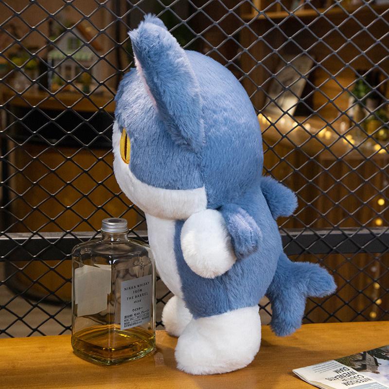 Peluche de gato tiburón azul transformable, muñeco de gato adorable, almohada de animal, cojín suave de dibujos animados, regalo de Navidad para niños