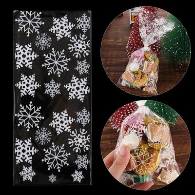 Snowflake Party Supplies Christmas Candy Bags Cookies Storage Cellophane Baking Packaging