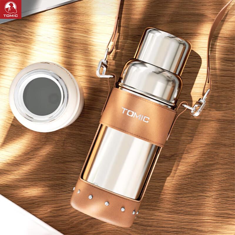 TOMIC Titanium Series Insulated Ceramic Water Bottle with Tea Infuser