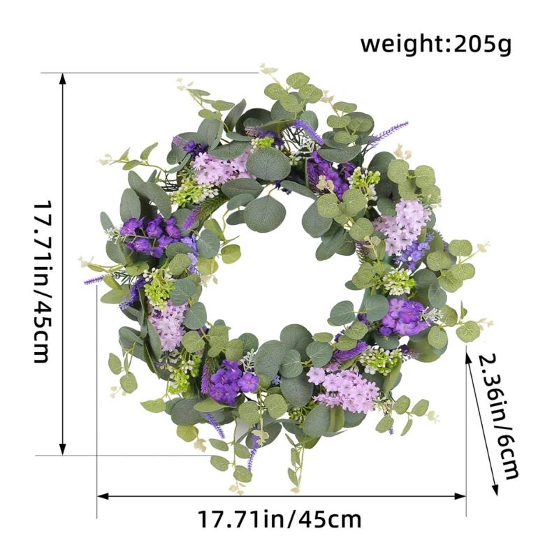 Purpler Flower Wreath Artificial Summer Wreath for Front Door Farmhouse Wedding Garden Indoor and Outdoor Decorations
