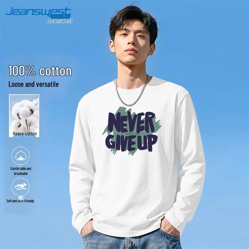 Jeanswest Men's Casual Round Neck Long Sleeve T-Shirt