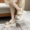Fashion Summer Embed Rhinestone Wedges Sandals 7.5CM Ladies Beach Slippers High Heels Sandals Women Casual Platform Chunky Sandalias