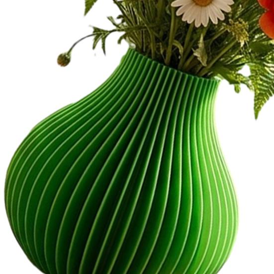 3D Printed Vase Modern Flowers Vase Decorative Vertical Textured Flower Vase for Dried & Fresh Flowers Farmhouse Coffee Table Kitchen Centerpieces