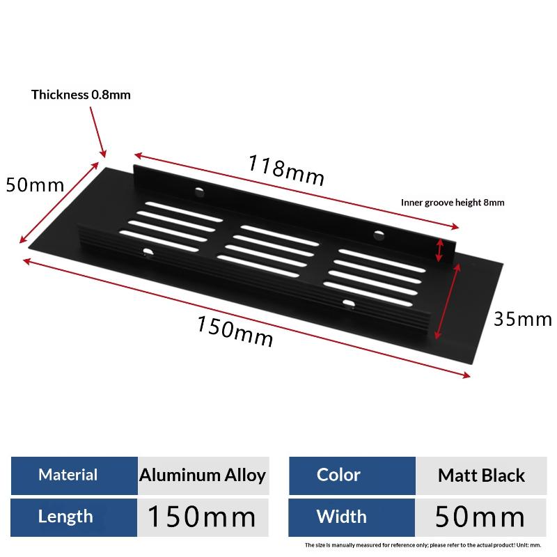 1Pcs Household Air Vent Grille Wall Ventilation Cover Wardrobe Parts 50/60/80mm*150-500mm Aluminum For Cupboard DIY Accessories